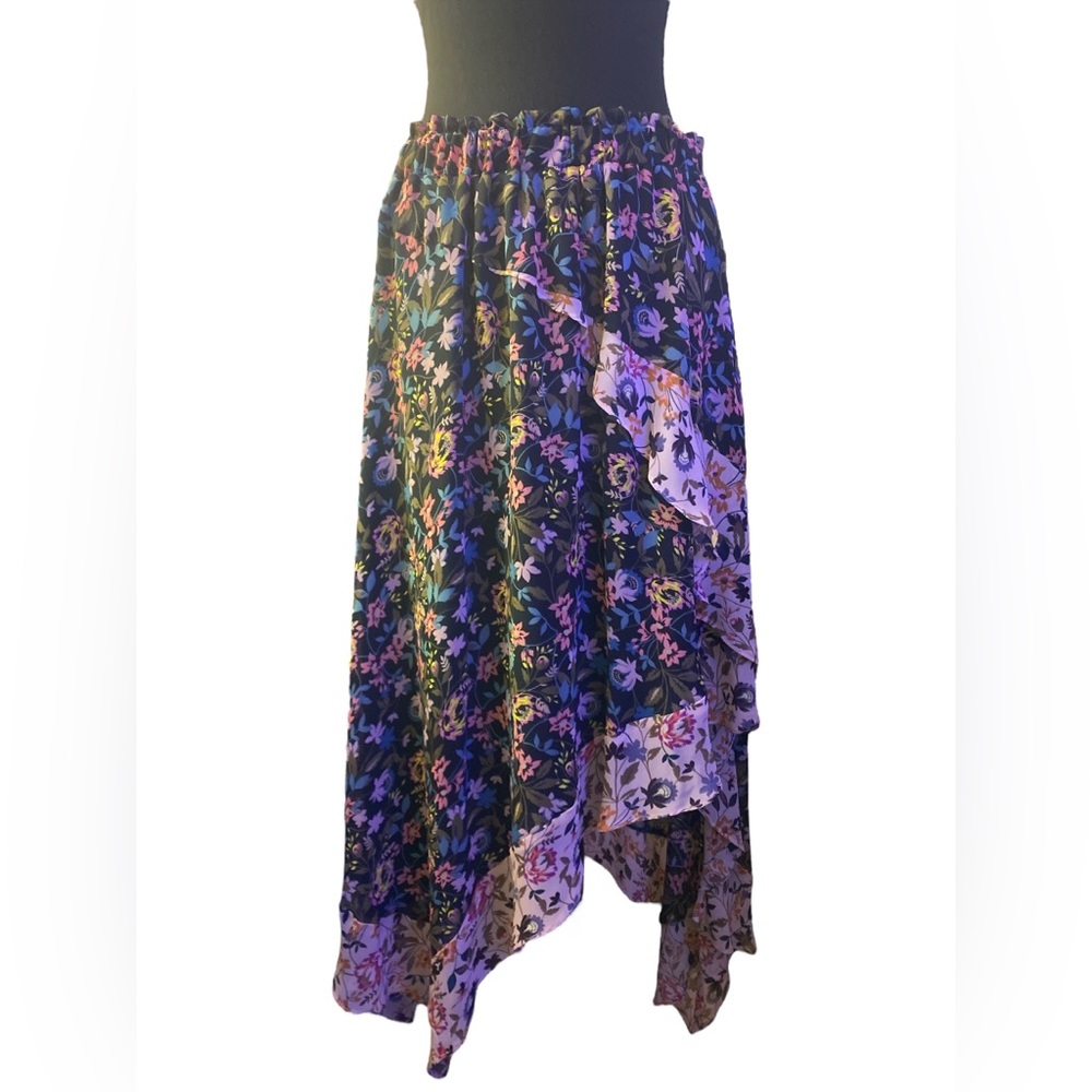 CECE Floral Asymmetrical Skirt EUC M